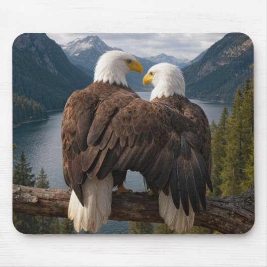 Bald Eagle Protecting His Mate マウスパッド (正面)