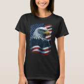 Bald Eagle Proud Patriotic American US Flag 4th Of Tシャツ (正面)