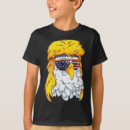 Bald Eagle Shirt 80s Mullet Eagle Aamerica Usa 4th Tシャツ (正面)