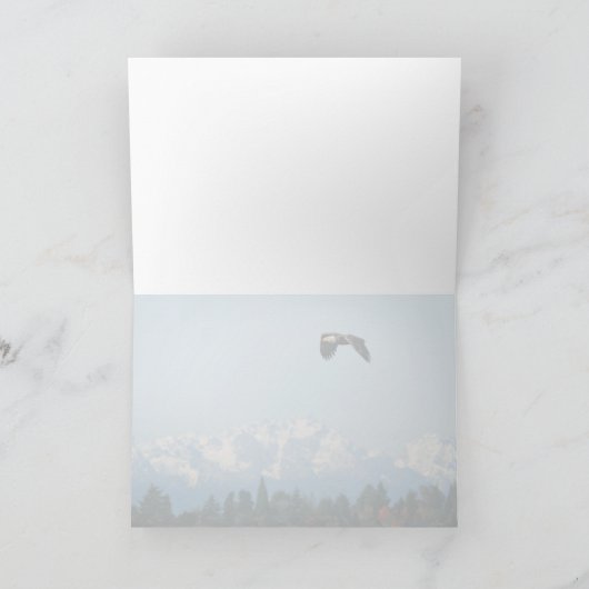 Bald Eagle Soaring Olympic Mtns All Occasion Blank シーズンカード (内部)