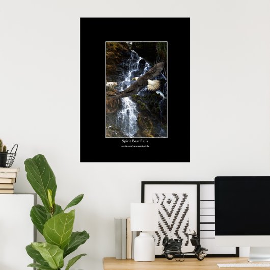 Bald Eagle, Spirit Bear & Water Fall Art Poster ポスター (ホームオフィス)