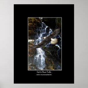 Bald Eagle, Spirit Bear & Water Fall Art Poster ポスター