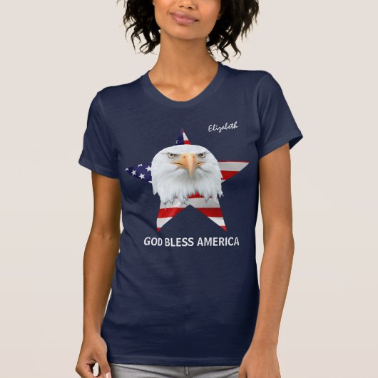 Bald Eagle、Star、Flagのカスタマイズが可スタイリッシュ能 Tシャツ (正面)