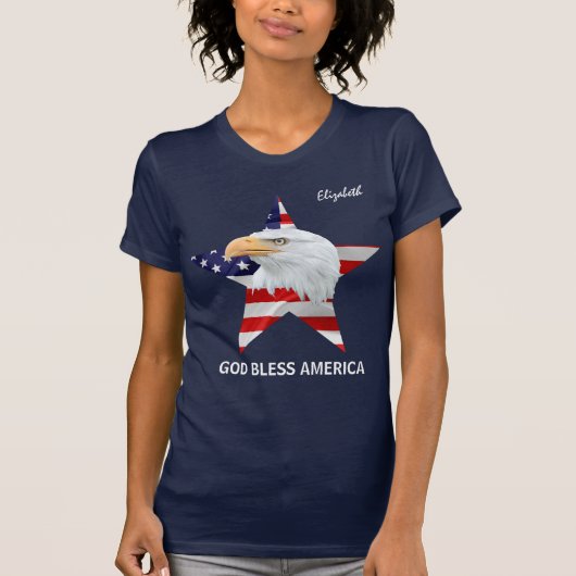 Bald Eagle、Star、Flagのカスタマイズが可素晴らし能 Tシャツ (正面)