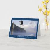 Bald Eagle, Totem Pole & Moon Greetingカーすごいド カード (黄色い花)