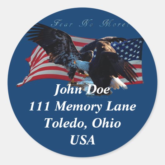 Bald Eagle/USフラグアドレスステッカー ラウンドシール (正面)