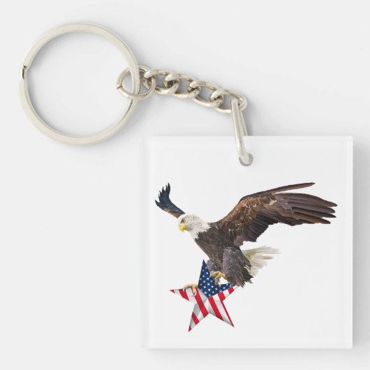 Bald eagle US flag キーホルダー (正面)