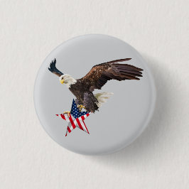 Bald eagle US flag 缶バッジ