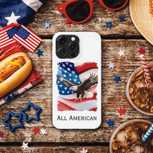 Bald Eagle & US Flag 4th Of July iPhoneケース