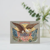 Bald Eagle US Flag Fireworks Firecrcker ポストカード (スタンド正面)