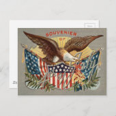 Bald Eagle US Flag Fireworks Firecrcker ポストカード (正面/裏面)