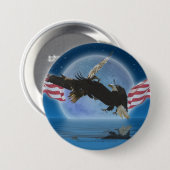 BALD EAGLE & US FLAG Patriot Seriesボタン 缶バッジ (正面&裏面)