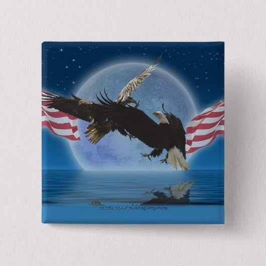 BALD EAGLE & US FLAG Patriot Seriesボタン 缶バッジ (正面)