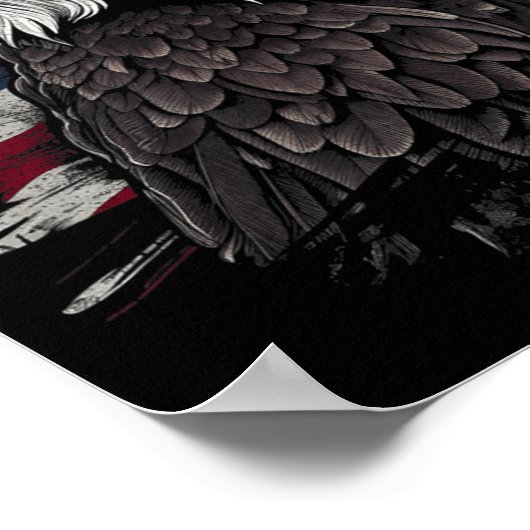 Bald Eagle USAアメリカ国旗の愛国的なグラフィックマン ポスター (角)