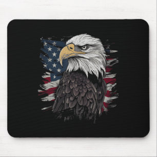 Bald Eagle USAアメリカ国旗の愛国的なグラフィックマン マウスパッド