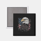 Bald Eagle USAアメリカ国旗の愛国的なグラフィックマン マグネット (正面/裏面)