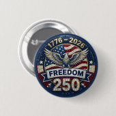 Bald Eagle USA 250 Patriotic Flag Rhinestone 缶バッジ (正面&裏面)