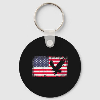 Bald Eagle Usa Flag Patriotic Fourth Of July Dom キーホルダー