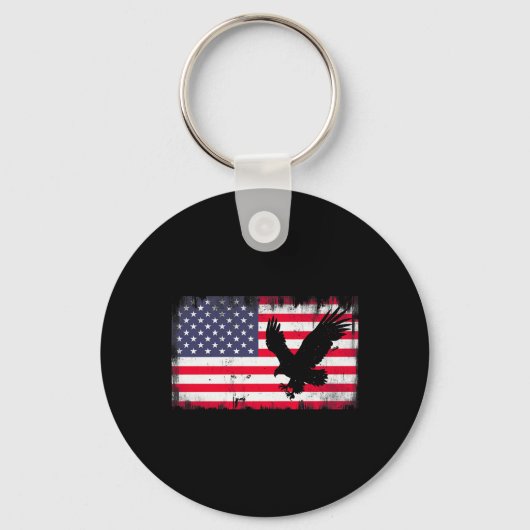 Bald Eagle Usa Flag Patriotic Fourth Of July Dom キーホルダー (正面)