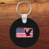 Bald Eagle Usa Flag Patriotic Fourth Of July Dom キーホルダー (正面)