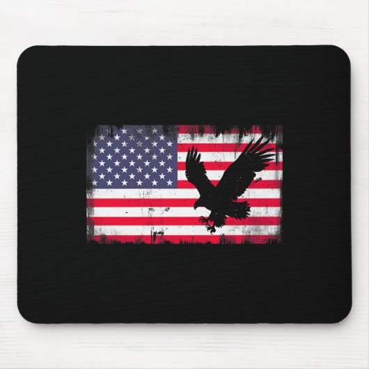 Bald Eagle Usa Flag Patriotic Fourth Of July Dom マウスパッド (正面)