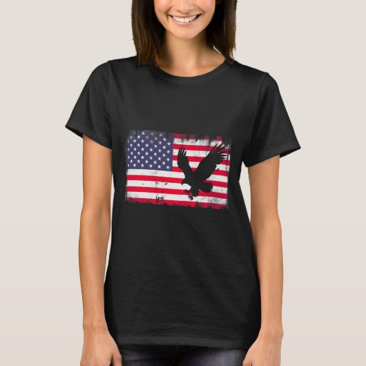 Bald Eagle Usa Flag Patriotic Fourth Of July Dom Tシャツ (正面)