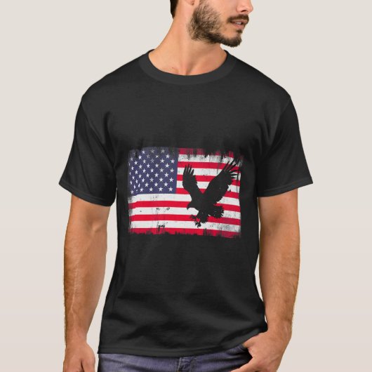 Bald Eagle Usa Flag Patriotic Fourth Of July Dom Tシャツ (正面)