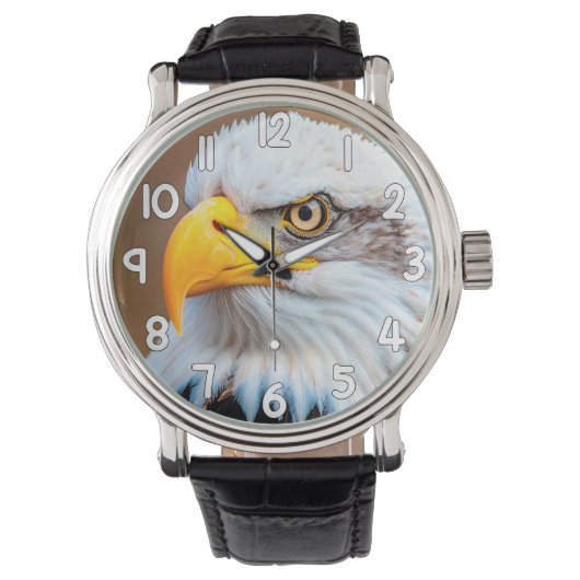Bald Eagle Wall Clock – American Eagle Wildlife Na 腕時計 (正面)