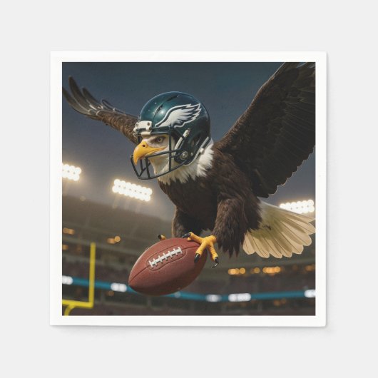 Bald Eagle Wearing Football Gear In Stadium スタンダードカクテルナプキン (正面)