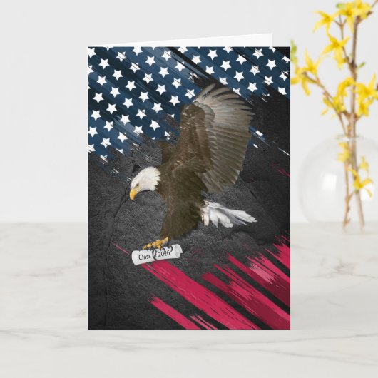 Bald Eagle with 2026 Graduation Diploma カード (黄色い花)