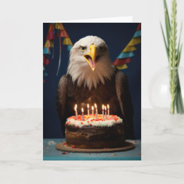 Bald Eagle with aお誕生日ケーキ – カード