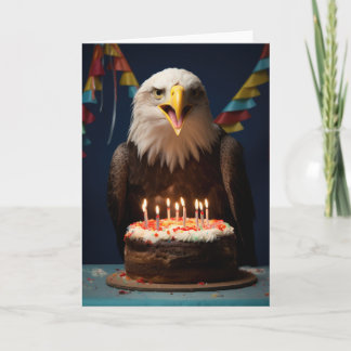 Bald Eagle with aお誕生日ケーキ – カード
