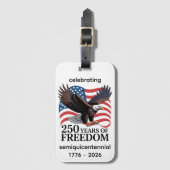 Bald Eagle with American Flag 250 Years of Freedom ラゲッジタグ (正面縦)