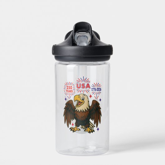 Bald Eagle with Fireworks- USA 250年1776-2026 ウォーターボトル (正面)
