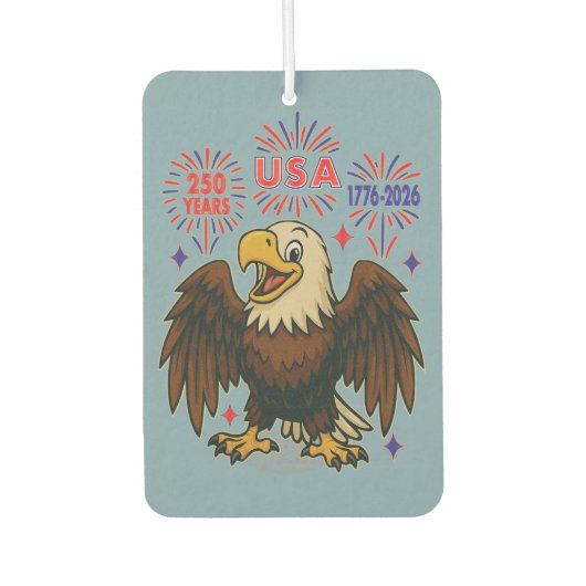Bald Eagle with Fireworks- USA 250年1776-2026 カーエアーフレッシュナー (正面)