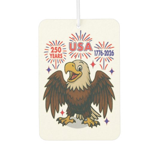 Bald Eagle with Fireworks- USA 250年1776-2026 カーエアーフレッシュナー (正面)