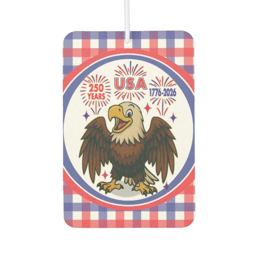 Bald Eagle with Fireworks- USA 250年1776-2026 カーエアーフレッシュナー (正面)