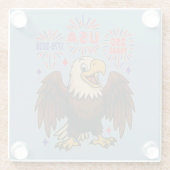Bald Eagle with Fireworks- USA 250年1776-2026 ガラスコースター (裏面)