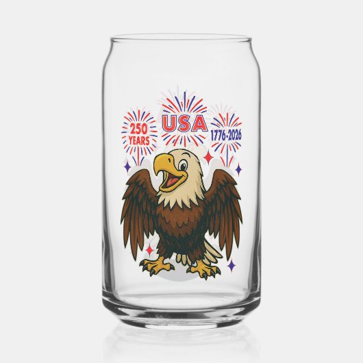 Bald Eagle with Fireworks- USA 250年1776-2026 ガラス缶 (正面)