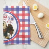 Bald Eagle with Fireworks- USA 250年1776-2026 キッチンタオル (四つ折り)