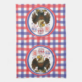 Bald Eagle with Fireworks- USA 250年1776-2026 キッチンタオル (縦)