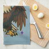 Bald Eagle with Fireworks- USA 250年1776-2026 キッチンタオル (四つ折り)
