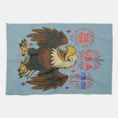 Bald Eagle with Fireworks- USA 250年1776-2026 キッチンタオル (横)