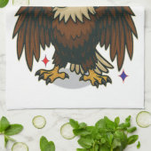 Bald Eagle with Fireworks- USA 250年1776-2026 キッチンタオル (折り畳み)