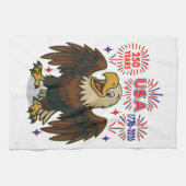 Bald Eagle with Fireworks- USA 250年1776-2026 キッチンタオル (横)