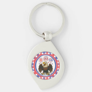 Bald Eagle with Fireworks- USA 250年1776-2026 キーホルダー