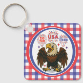 Bald Eagle with Fireworks- USA 250年1776-2026 キーホルダー (正面)