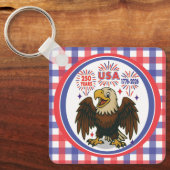 Bald Eagle with Fireworks- USA 250年1776-2026 キーホルダー (正面)