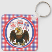 Bald Eagle with Fireworks- USA 250年1776-2026 キーホルダー (裏面)