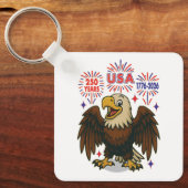 Bald Eagle with Fireworks- USA 250年1776-2026 キーホルダー (正面)